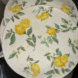 Set of 3 Martha Stewart 15 inch Lemon Print Round Placemats
